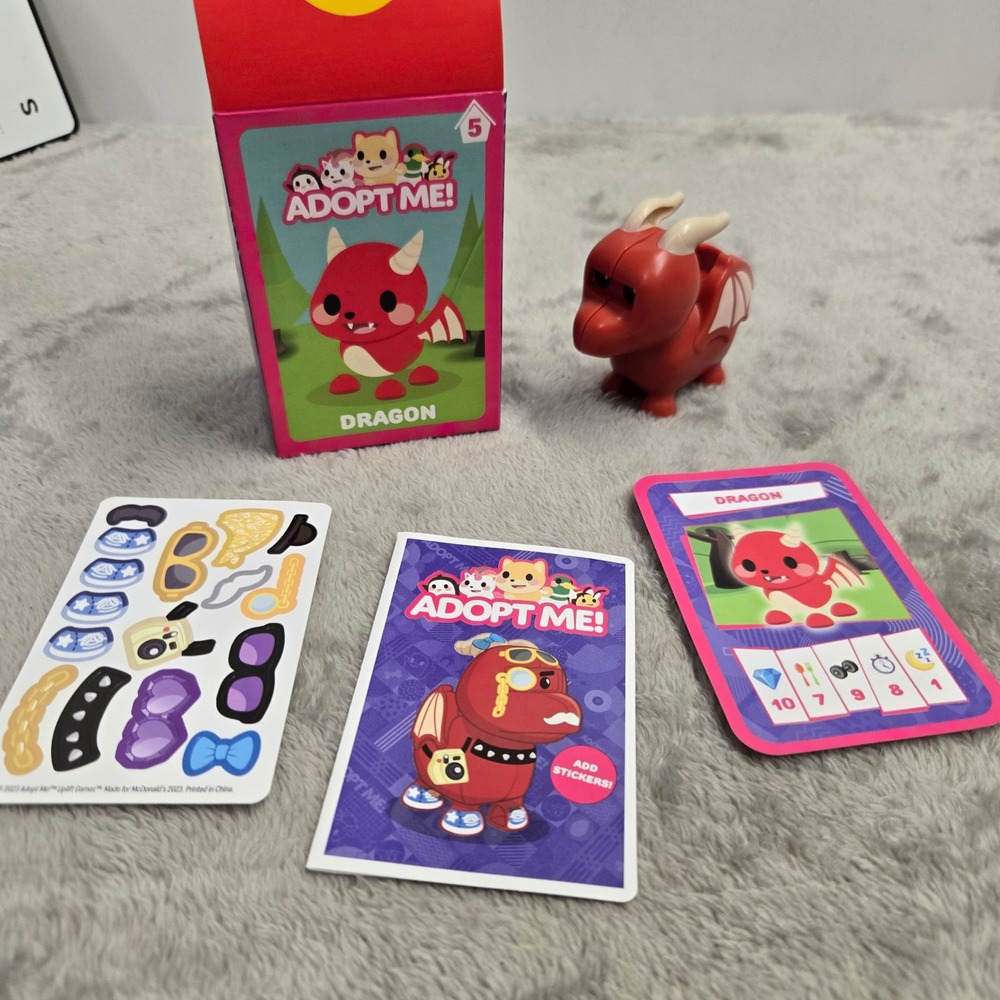 McDonalds Happy Meal 2023 Adopt Me Dragon Toy Figure 5 with Stickers and Box